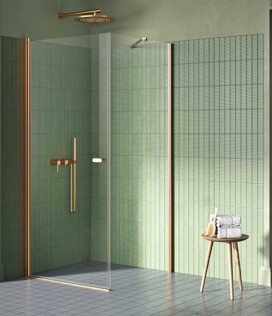 Miedziana kabina prysznicowa 80x80 NEW SOLEO COPPER BRUSHED New Trendy K-2288