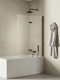 Grafitowy Parawan nawannowy New SOLEO GUNMETAL BRUSHED 110x140 prawy składany New Trendy P-0164