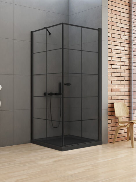 NEW TRENDY kabina prysznicowa NEW SOLEO BLACK 90x90 x195 PRAWA Z KRATKĄ, OTWIERANE D-0285A/D-0121B