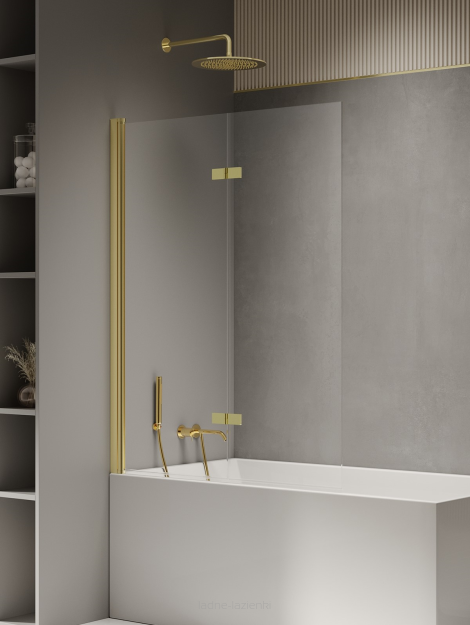Złoty Parawan nawannowy New SOLEO Light Gold 120x140 lewy składany New Trendy P-0107