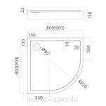 Brodzik CAMERON BLACK 80x80x12 półokrągły Schedpol Schedline 3ST.C1O-8080/C/ST - 3