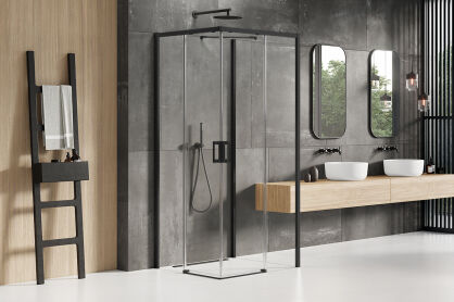 New trendy Kabina prysznicowa 90x90 CZARNA PRIME BLACK trójścienna K-0998