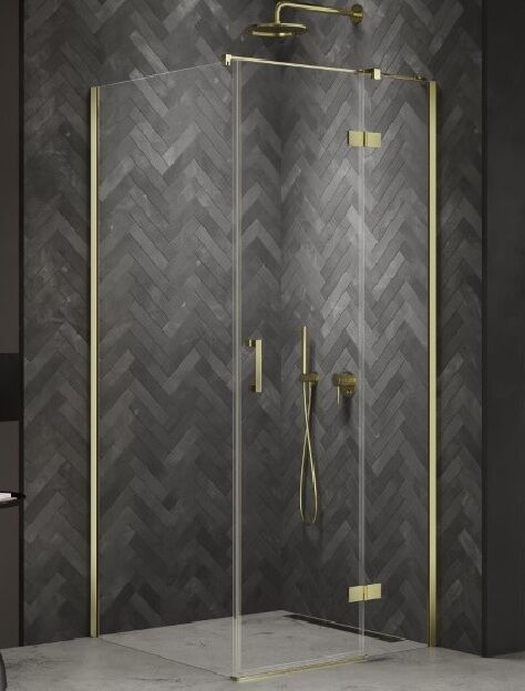 Złota kabina prysznicowa NESTA LIGHT GOLD 80x70 prawa K-4520 NEW TRENDY