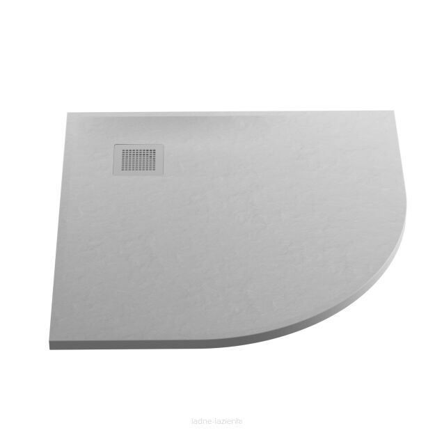NEW TRENDY Brodzik konglomeratowy MORI 90x90x3 szary półokrągły B-0473