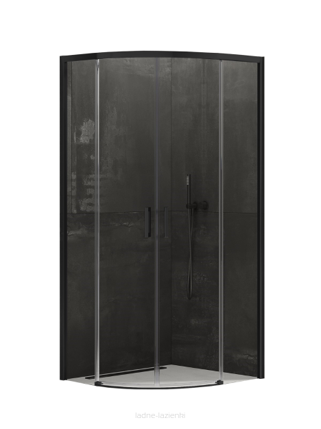 NEW TRENDY Kabina półokrągła PRIME BLACK rozsuwana czarna 90x90 h200 K-3557