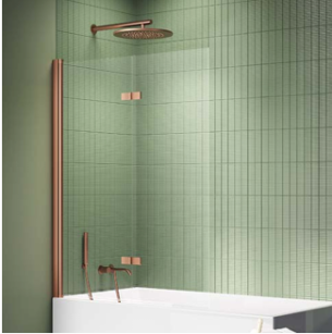 Miedziany Parawan nawannowy New SOLEO COPPER BRUSHED 100x140 lewy składany New Trendy P-0123