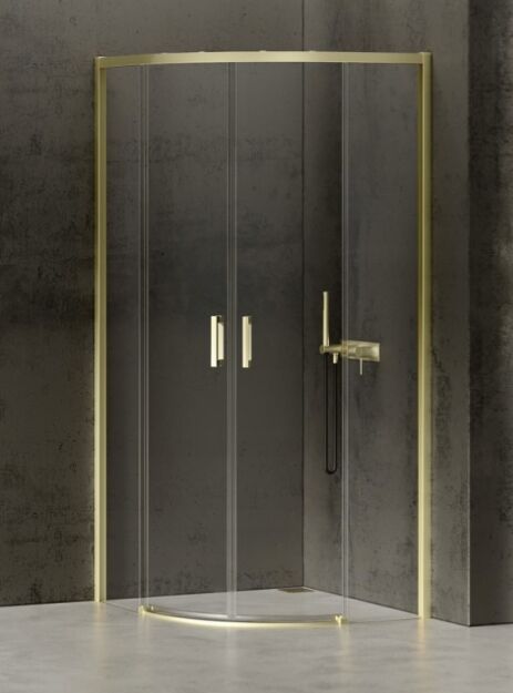 NEW TRENDY Kabina półokrągła PRIME LIGHT GOLD rozsuwana złota 80x80 h200 K-3558