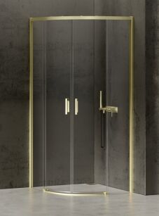 NEW TRENDY Kabina półokrągła PRIME LIGHT GOLD rozsuwana złota 80x80 h200 K-3558