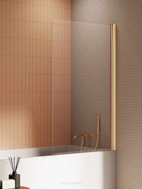 Złoty szczotkowany parawan nawannowy New SOLEO  GOLD BRUSHED 50x140 New trendy P-0178