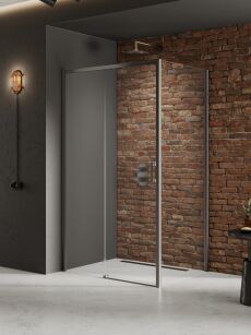New trendy Grafitowa Kabina prysznicowa 140x80 L PRIME GUNMETAL BRUSHED D-0893A/D-0353B