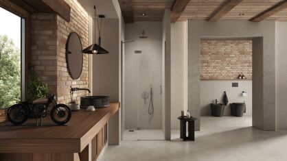 Stalowe szczotkowane drzwi prysznicowe NESTA GUNMETAL BRUSHED 110 lewe D-0933A NEW TRENDY