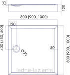 Brodzik CAMERON 80x80 wys12 Schedpol Schedline 3ST.C2K-8080 - 7