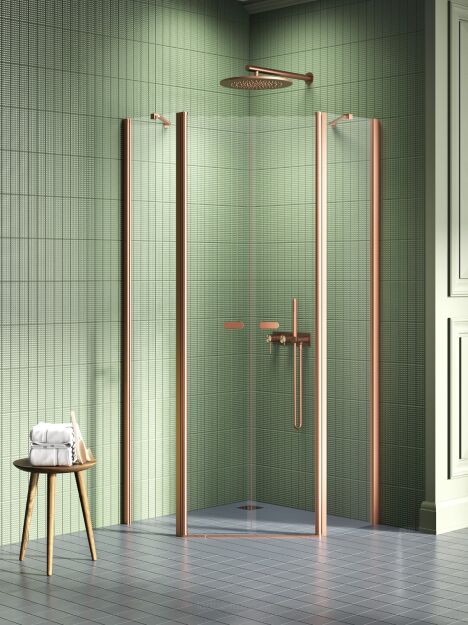 NEW TRENDY kabina prysznicowa pięciokątna NEW SOLEO COPPER BRUSHED 90x90 miedziana K-1705