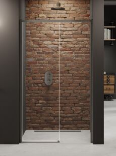 Grafitowe drzwi prysznicowe  160 prawe PRIME GUNMETAL BRUSHED New Trendy D-0898A