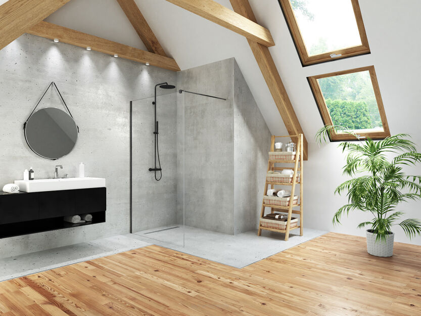 NEW TRENDY Kabina Walk in Velio Black 90 x200 Ścianka wolnostojąca D-0142B