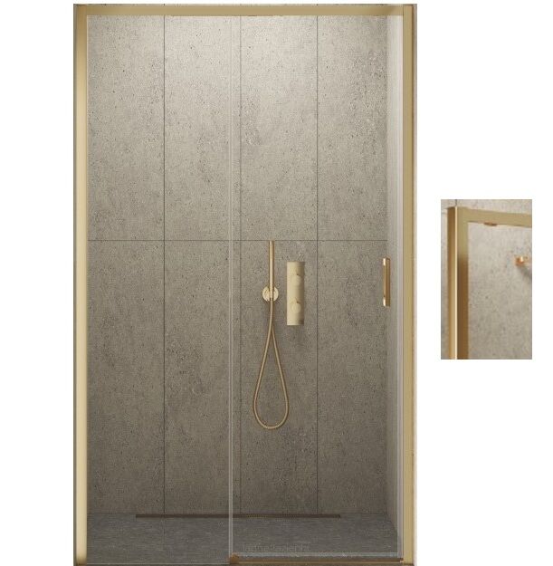 Złote szczotkowane drzwi prysznicowe PRIME GOLD BRUSHED 110 lewe New Trendy D-0786A