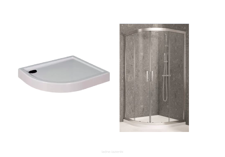 NOVELLINI Kabina prysznicowa półokrągła KALI R asymetryczna 80x90  90x80  + brodzik city R 80x90 Prawy KALIR8090-1B  MNQ809017D-30