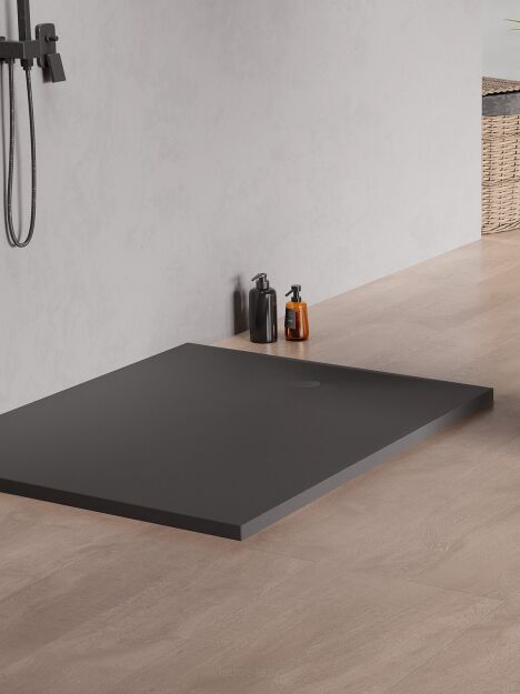 New Trendy Brodzik konglomeratowy NEX SHADE 100x80 antracyt B-0504