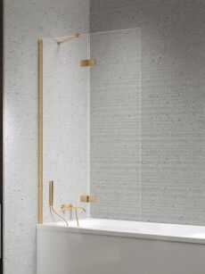 Złoty szczotkowany parawan nawannowy NESTA GOLD BRUSHED 120x150 lewy 6mm New Trendy P-0249