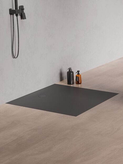 New Trendy Brodzik konglomeratowy NEX SHADE 100x100 antracyt B-0502