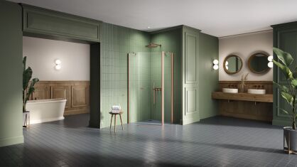 NEW TRENDY kabina prysznicowa pięciokątna NEW SOLEO COPPER BRUSHED 80x80 miedziana K-1700