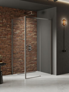 Grafitowa szczotkowana Kabina prysznicowa 140x80 P rozsuwana PRIME GUNMETAL BRUSHED New Trendy D-0894A/D-0353B