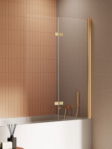 Złoty Parawan nawannowy New SOLEO GOLD BRUSHED 100x140 prawy składany New Trendy P-0174
