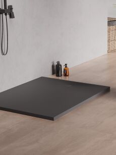 New Trendy Brodzik konglomeratowy NEX SHADE 90x80 antracyt B-0503