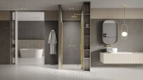 NEW TRENDY drzwi prysznicowe NEW SOLEO LIGHT GOLD 80X195 wahadłowe złote D-0455A - 11
