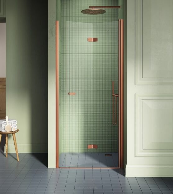 Miedziane drzwi prysznicowe 120 P składane NEW SOLEO COPPER BRUSHED New Trendy D-0508A