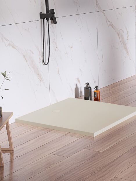 New Trendy Brodzik konglomeratowy NEX SHADE 90x90 beżowy B-0485