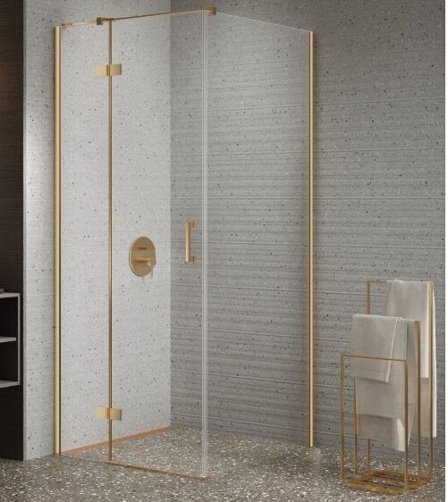 Złoto szczotkowane kabina prysznicowa NESTA GOLD BRUSHED 90x70 lewa K-4406 NEW TRENDY