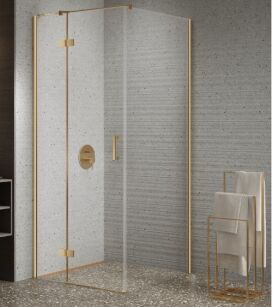 Złoto szczotkowane kabina prysznicowa NESTA GOLD BRUSHED 90x70 lewa K-4406 NEW TRENDY