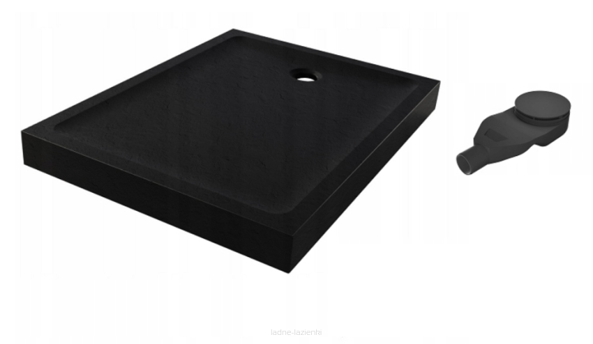 Brodzik MILD STONE czarny 70x120 h11,5 +syfon B-568 New Trendy