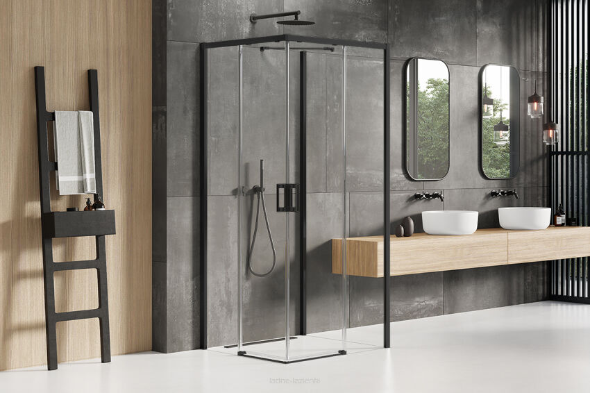 New trendy Kabina prysznicowa 100x1000 CZARNA PRIME BLACK trójścienna K-1003